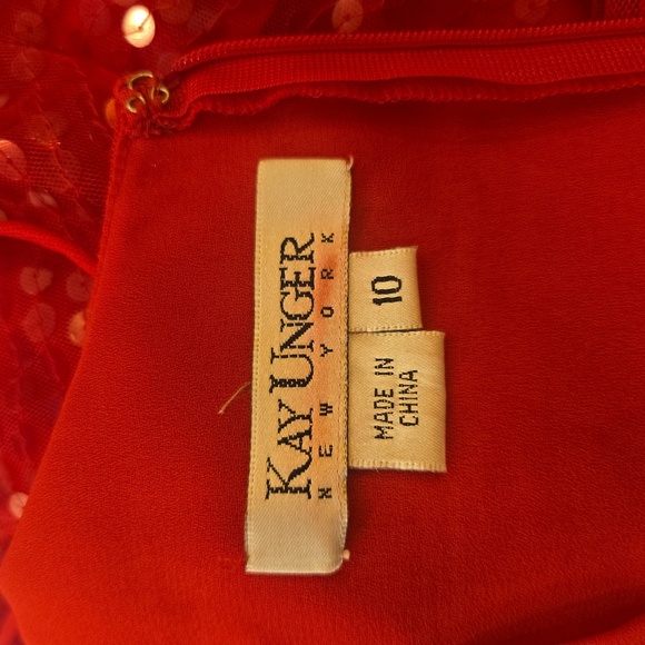 Kay Unger Sequins Polka Dot Sleeveless Slip Dress Womens Size 10 Red - Picture 8 of 10